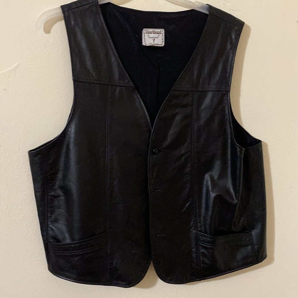Black leather Vest xxl